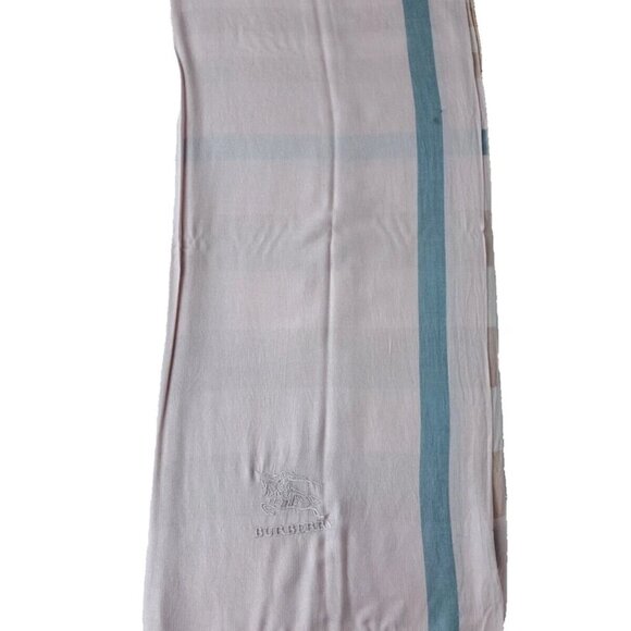 BURBERRY Solid Monogram Logo Multifunctional Nova Pashmina Fringe Pink SHAWL - Picture 2 of 8